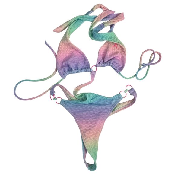 Boutine X Los Angeles Rainbow Ombre Anchor One Piece Honeycomb Monokini Medium - Picture 2 of 6